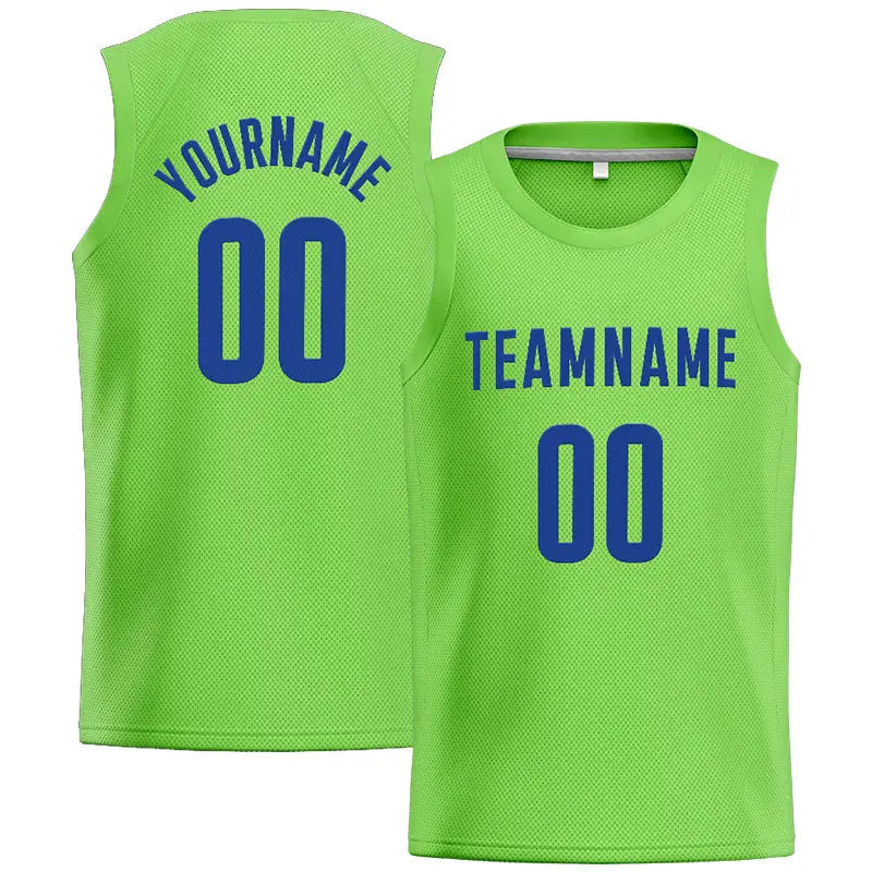 Custom Stitched Basketball Jersey for Men, Women And Kids Neon Green-Royal enthsush