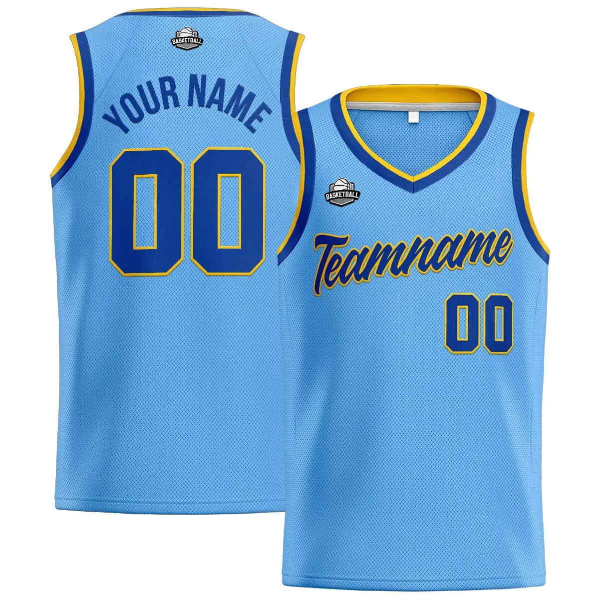 Custom Stitched Basketball Jersey for Men, Women  And Kids Light Blue-Royal-Yellow enthsush