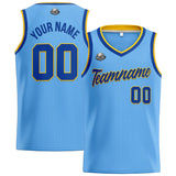 Custom Stitched Basketball Jersey for Men, Women  And Kids Light Blue-Royal-Yellow