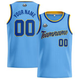 Custom Stitched Basketball Jersey for Men, Women  And Kids Light Blue-Royal-Yellow