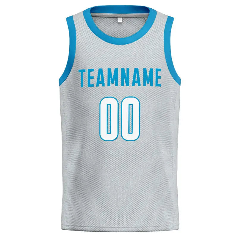 Custom Stitched Basketball Jersey for Men, Women And Kids Gray-Lightblue enthsush