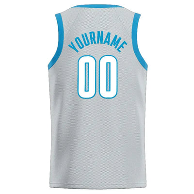 Custom Stitched Basketball Jersey for Men, Women And Kids Gray-Lightblue enthsush