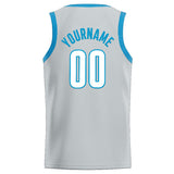 Custom Stitched Basketball Jersey for Men, Women And Kids Gray-Lightblue