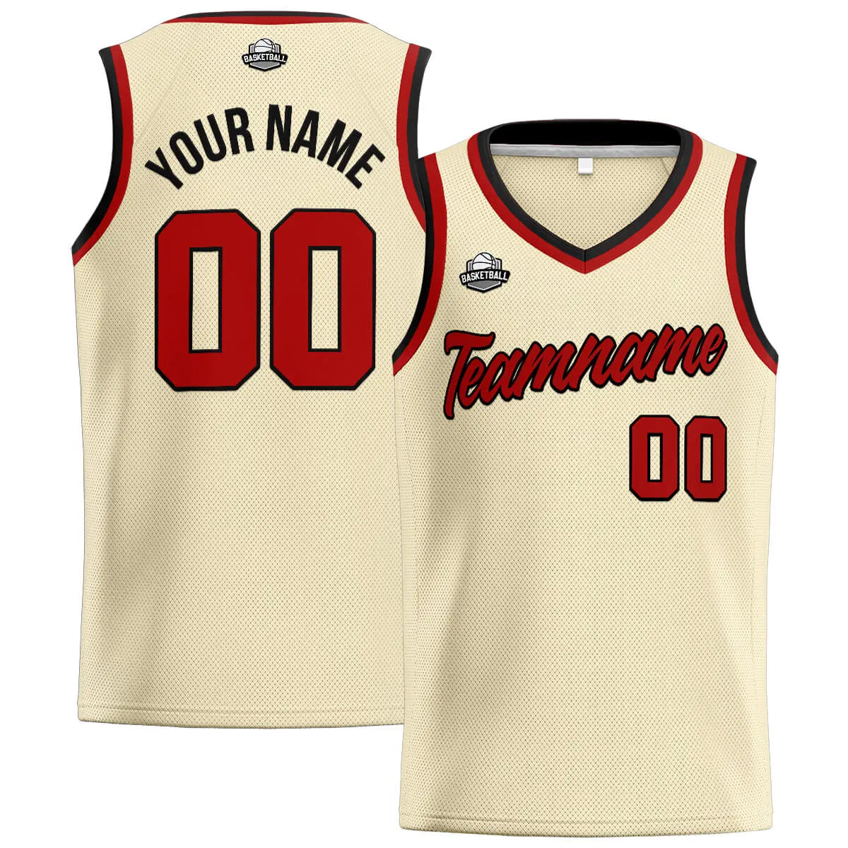 Custom Stitched Basketball Jersey for Men, Women  And Kids Cream-Red-Black enthsush