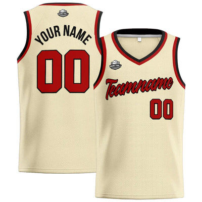 Custom Stitched Basketball Jersey for Men, Women  And Kids Cream-Red-Black enthsush