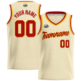 Custom Stitched Basketball Jersey for Men, Women  And Kids Cream-Red-Yellow