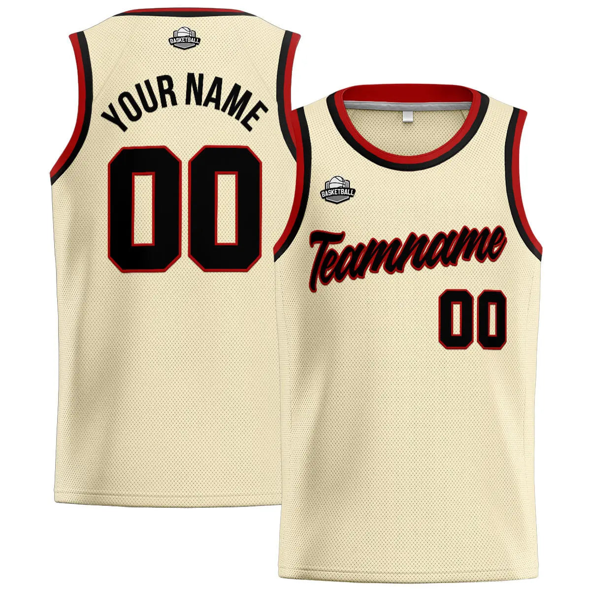 Custom Stitched Basketball Jersey for Men, Women  And Kids Cream-Black-Red enthsush