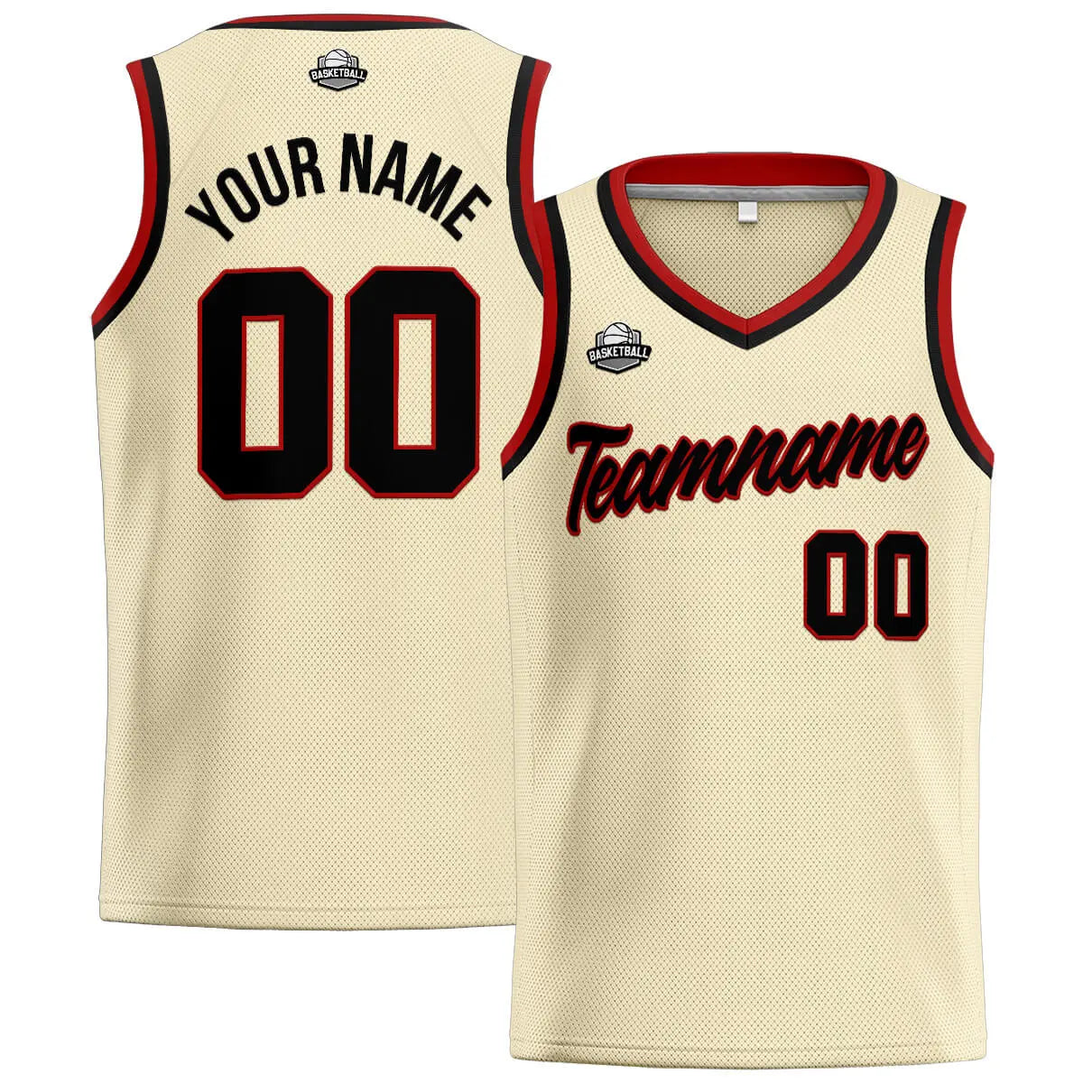 Custom Stitched Basketball Jersey for Men, Women  And Kids Cream-Black-Red enthsush