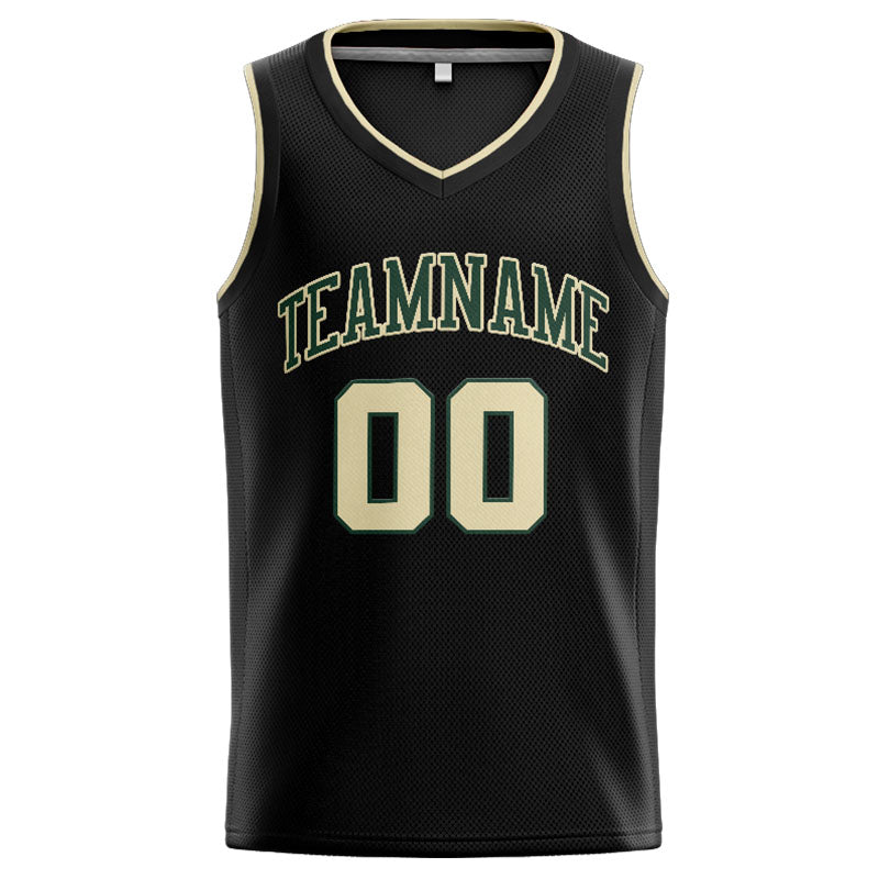 Custom Stitched Basketball Jersey for Men, Women And Kids Black-Cream-Green