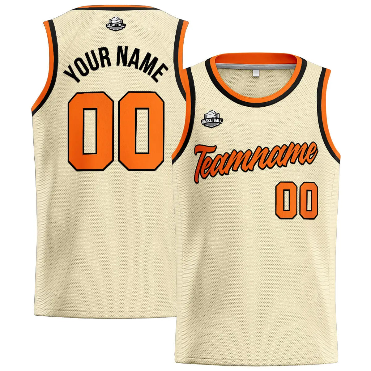 Custom Stitched Basketball Jersey for Men, Women  And Kids Cream-Orange-Black enthsush