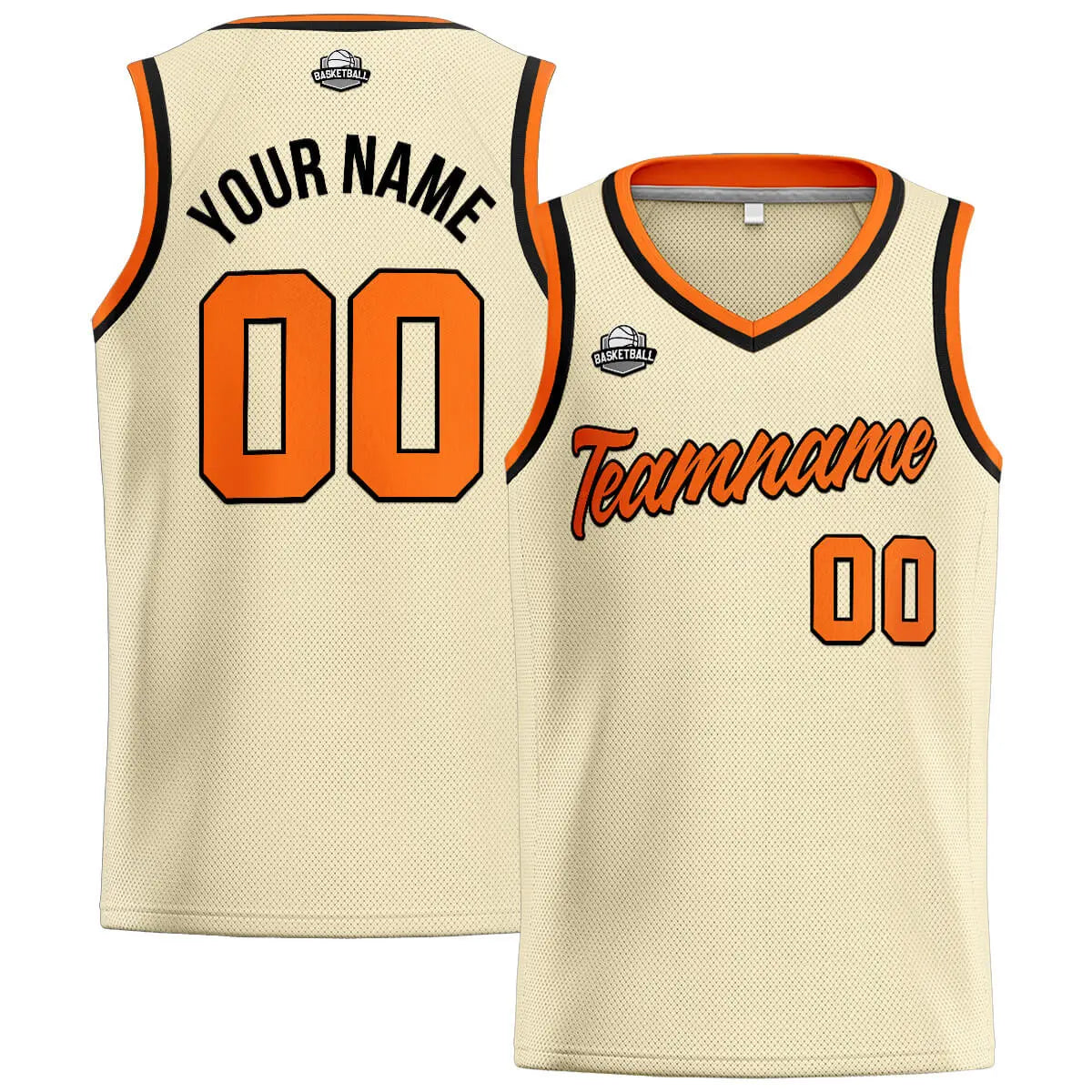 Custom Stitched Basketball Jersey for Men, Women  And Kids Cream-Orange-Black enthsush