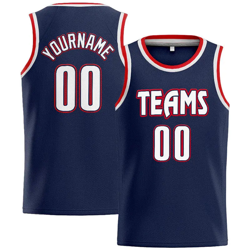 Custom Stitched Basketball Jersey for Men, Women And Kids Navy-White-Red enthsush