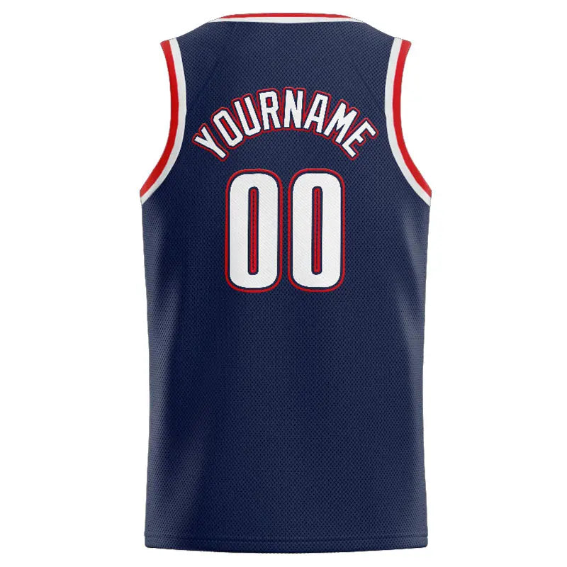Custom Stitched Basketball Jersey for Men, Women And Kids Navy-White-Red enthsush