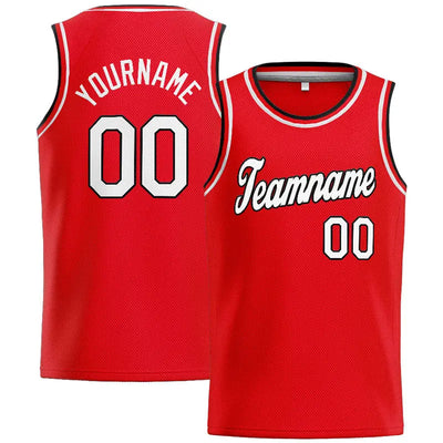 Custom Stitched Basketball Jersey for Men, Women And Kids Red-White-Black enthsush