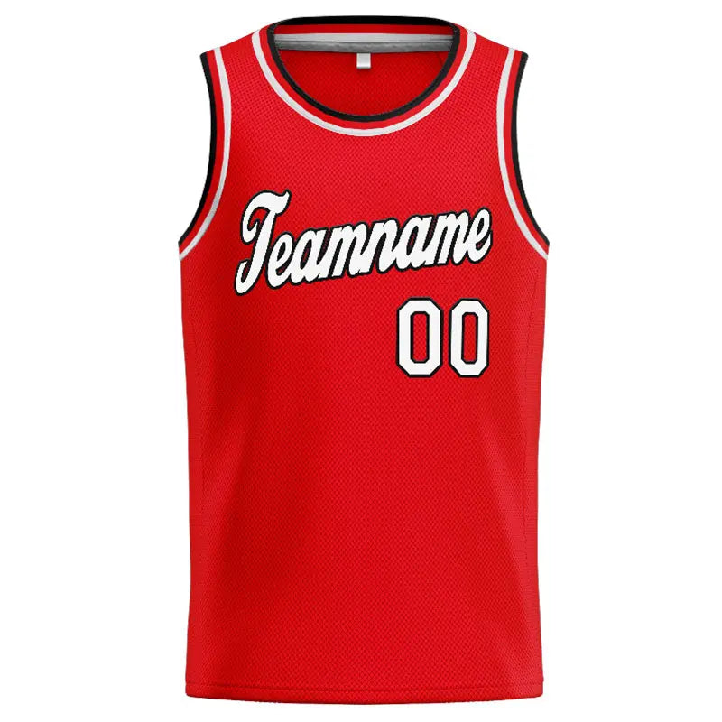 Custom Stitched Basketball Jersey for Men, Women And Kids Red-White-Black enthsush