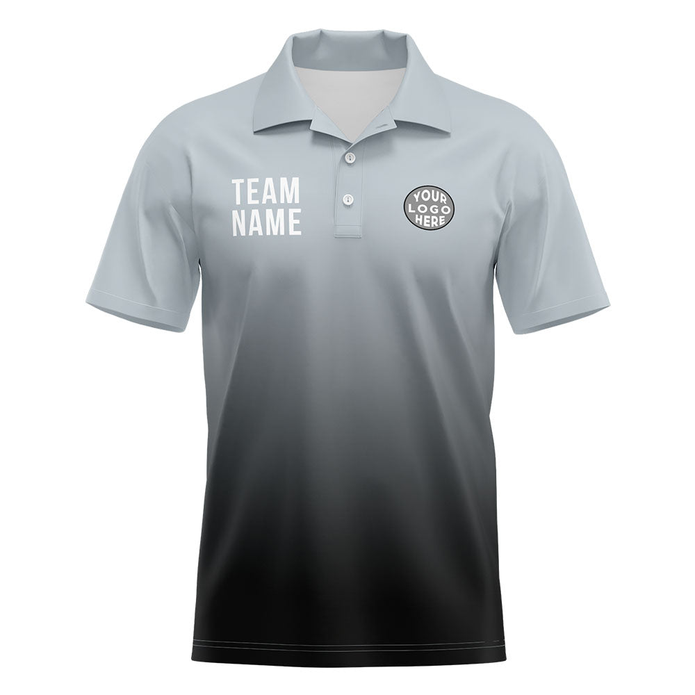 Custom Gray Black Football Polo Shirts Add Your Unique Logo/Name/Number enthsush