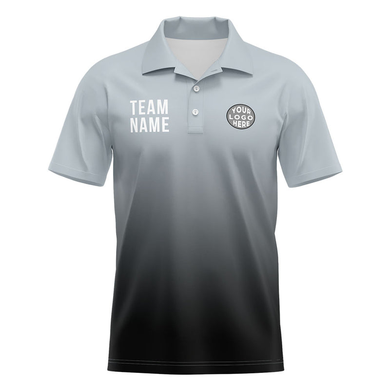 Custom Gray Black Football Polo Shirts Add Your Unique Logo/Name/Number