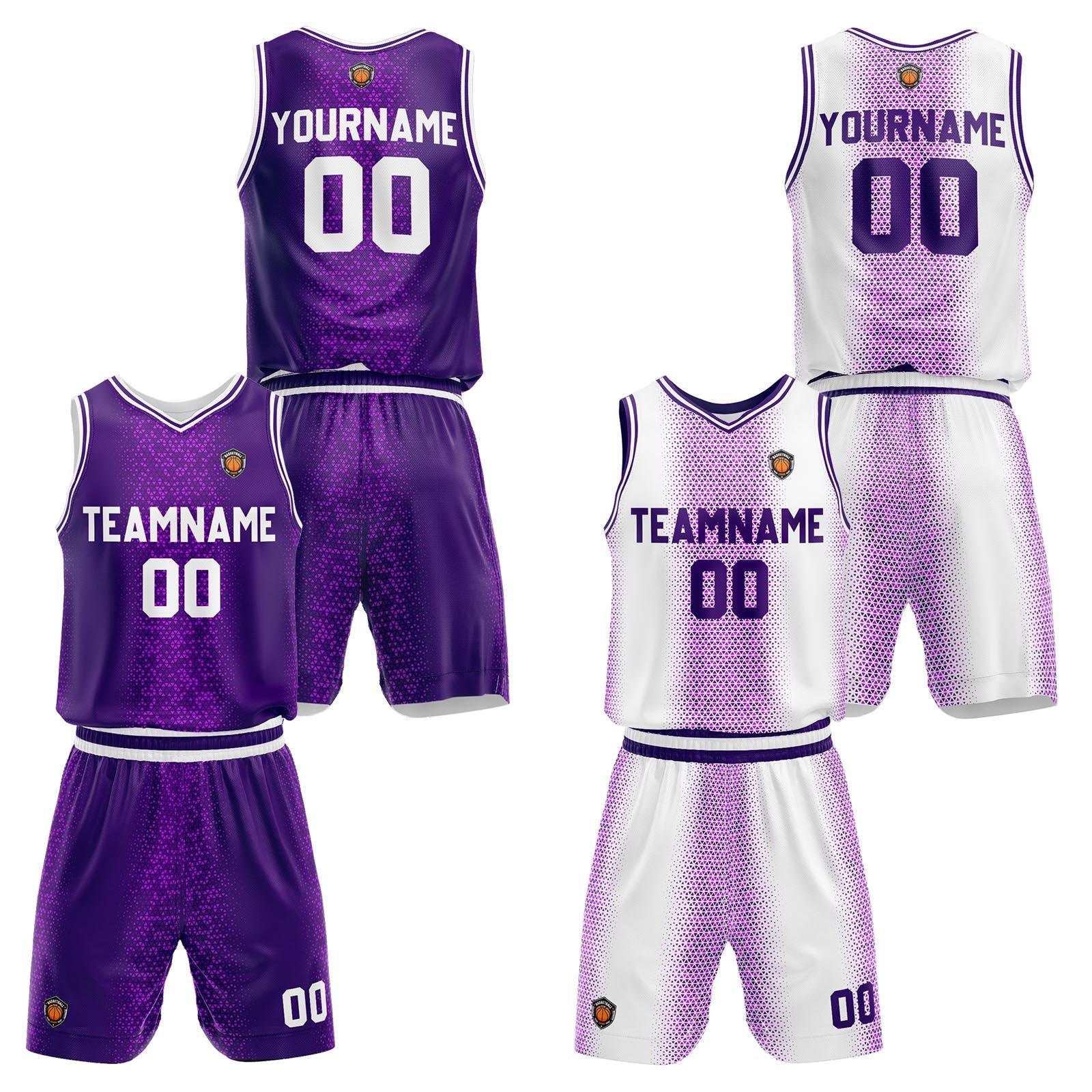 Custom Purple Reversible Basketball Suit for Adults and Kids Personalized Jersey enthsush