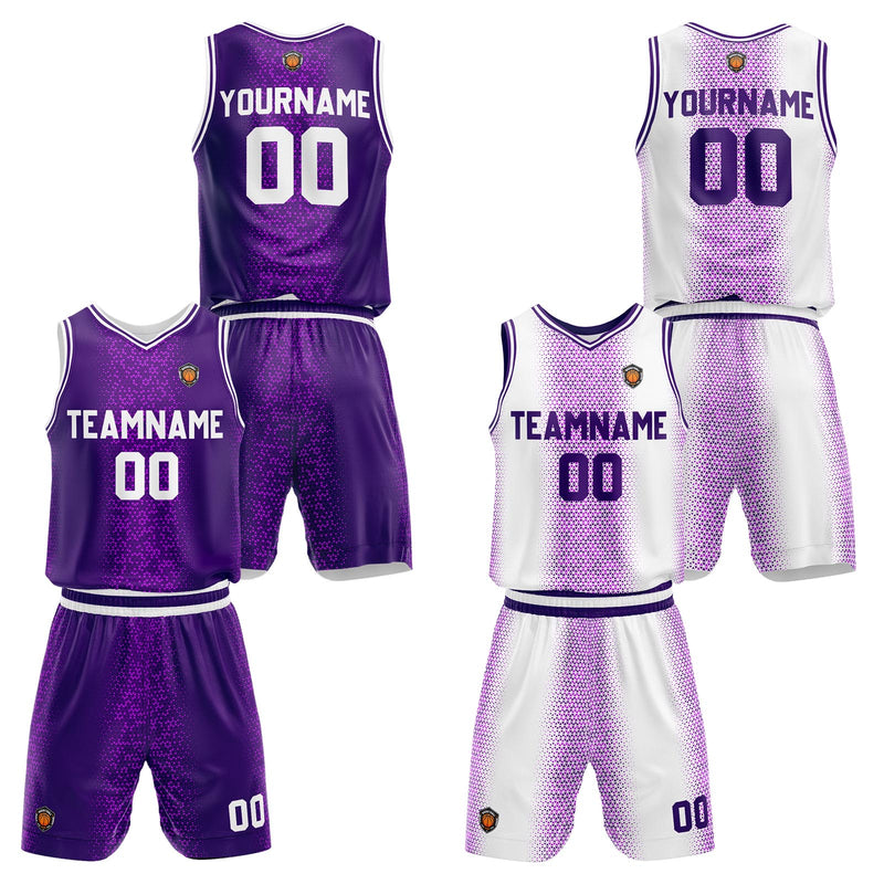 Custom Purple Reversible Basketball Suit for Adults and Kids Personalized Jersey