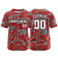 Custom Baseball Jersey Personalized Baseball Shirt for Men Women Kids Youth Teams Stitched and Print Red&Grey enthsush