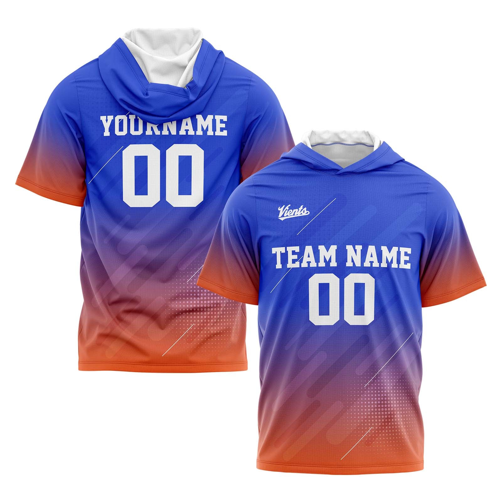 Custom Blue Orange Sleeve Hoodies for Men Women Shirts with Hoods Printed Name Logo enthsush