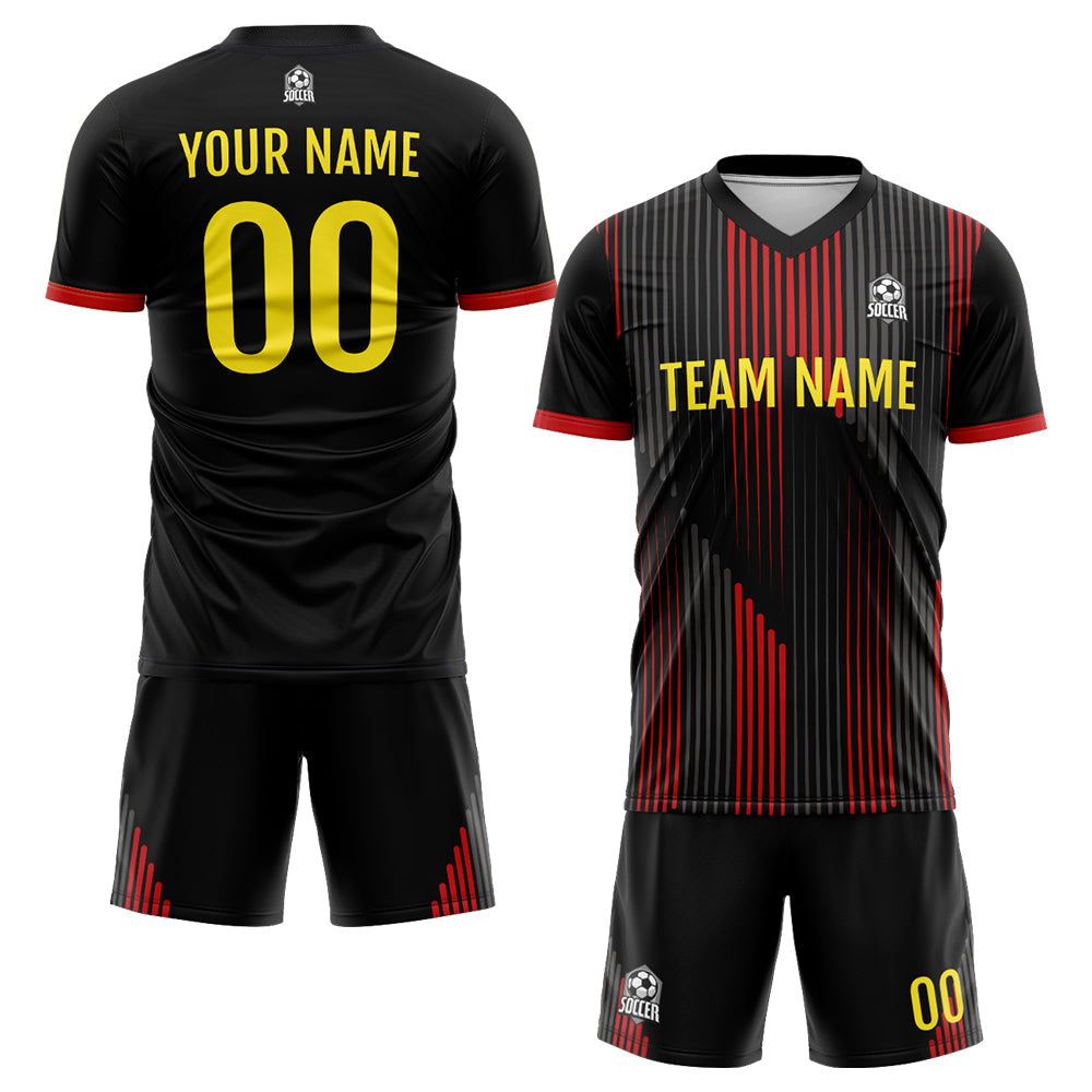 Custom Soccer Jerseys for Men Women Personalized Soccer Uniforms for Adult and Kid Black-Red enthsush