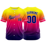 Custom Full Print Design Authentic Baseball Jersey purple-red pink-yellow