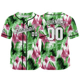 Custom Full Print Design Authentic Baseball Jersey green-Pink