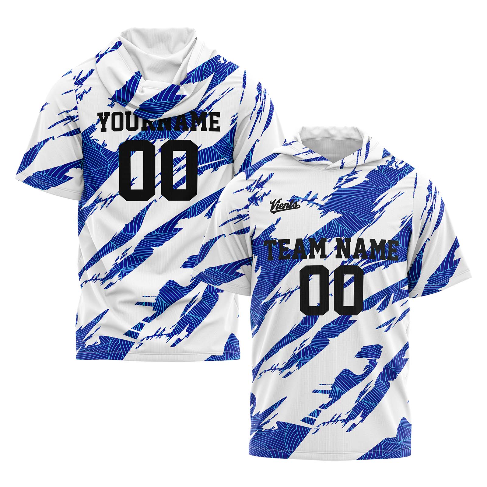 Custom White Blue Sleeve Hoodies for Men Women Shirts with Hoods Printed Name Logo enthsush