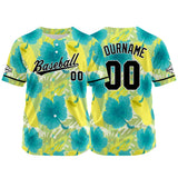 Custom Full Print Design Authentic Baseball Jersey green-yellow