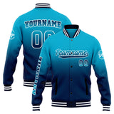 Custom Gradient Varsity Jacket Letterman jacket for Men, Women and Youth Aqua&Dark Blue