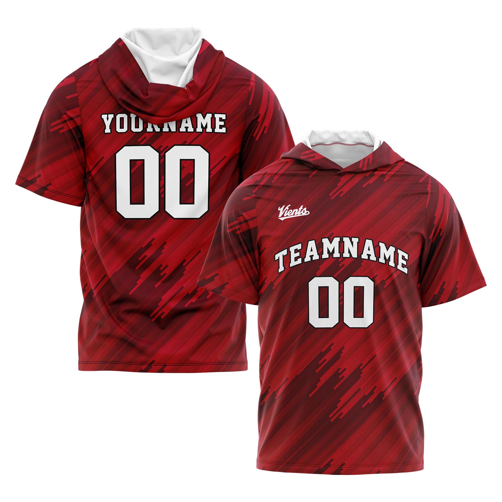 Custom Red Short Sleeve Hoodies for Men Women Shirts with Hoods Printed Name Logo enthsush