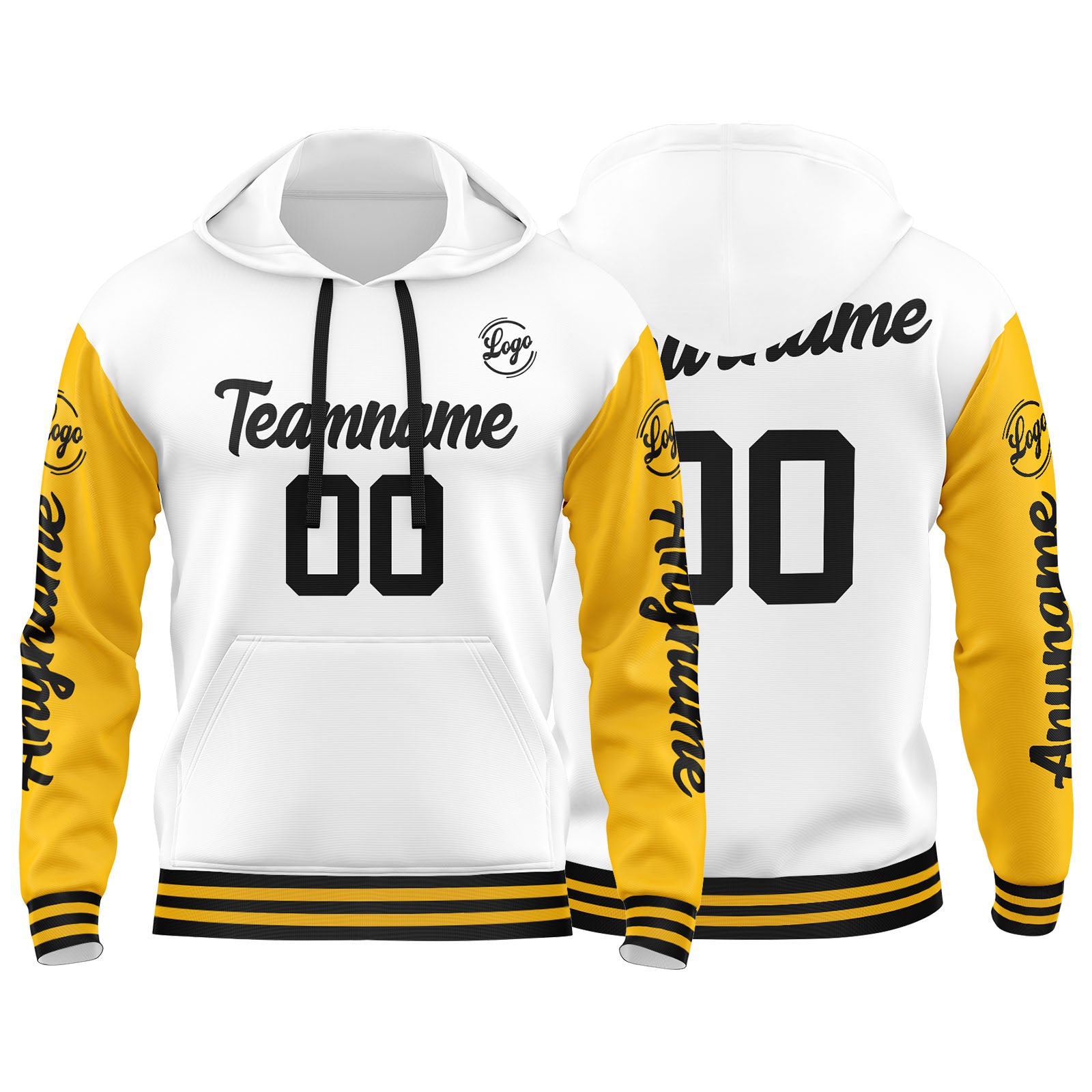 Custom Yellow White Sweatshirt Hoodie For Men Women Girl Boy Print Your Logo Name Number enthsush
