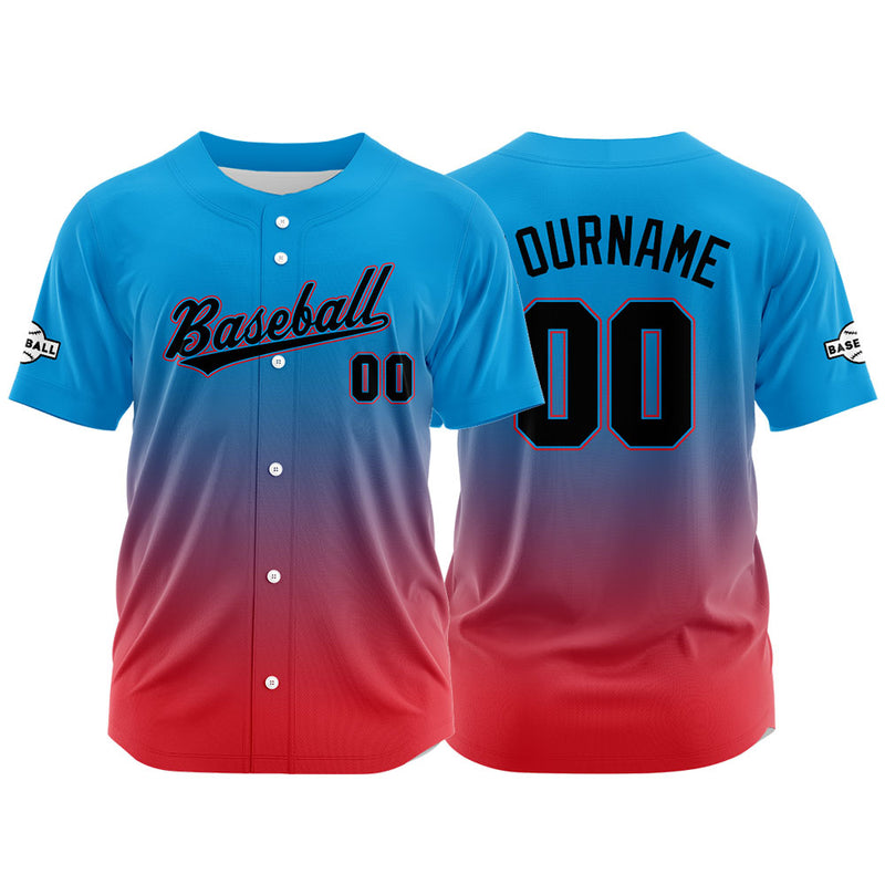 Custom Full Print Design Authentic Baseball Jersey red-blue