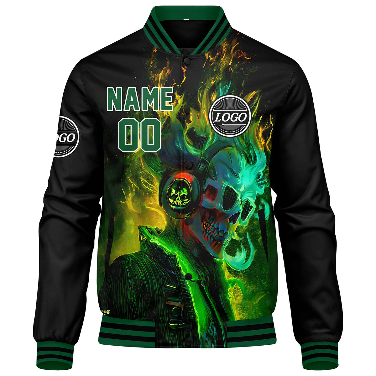 Custom Varsity Jacket Letterman jacket for Men, Women and Youth Green Black enthsush