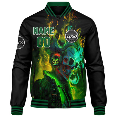 Custom Varsity Jacket Letterman jacket for Men, Women and Youth Green Black enthsush