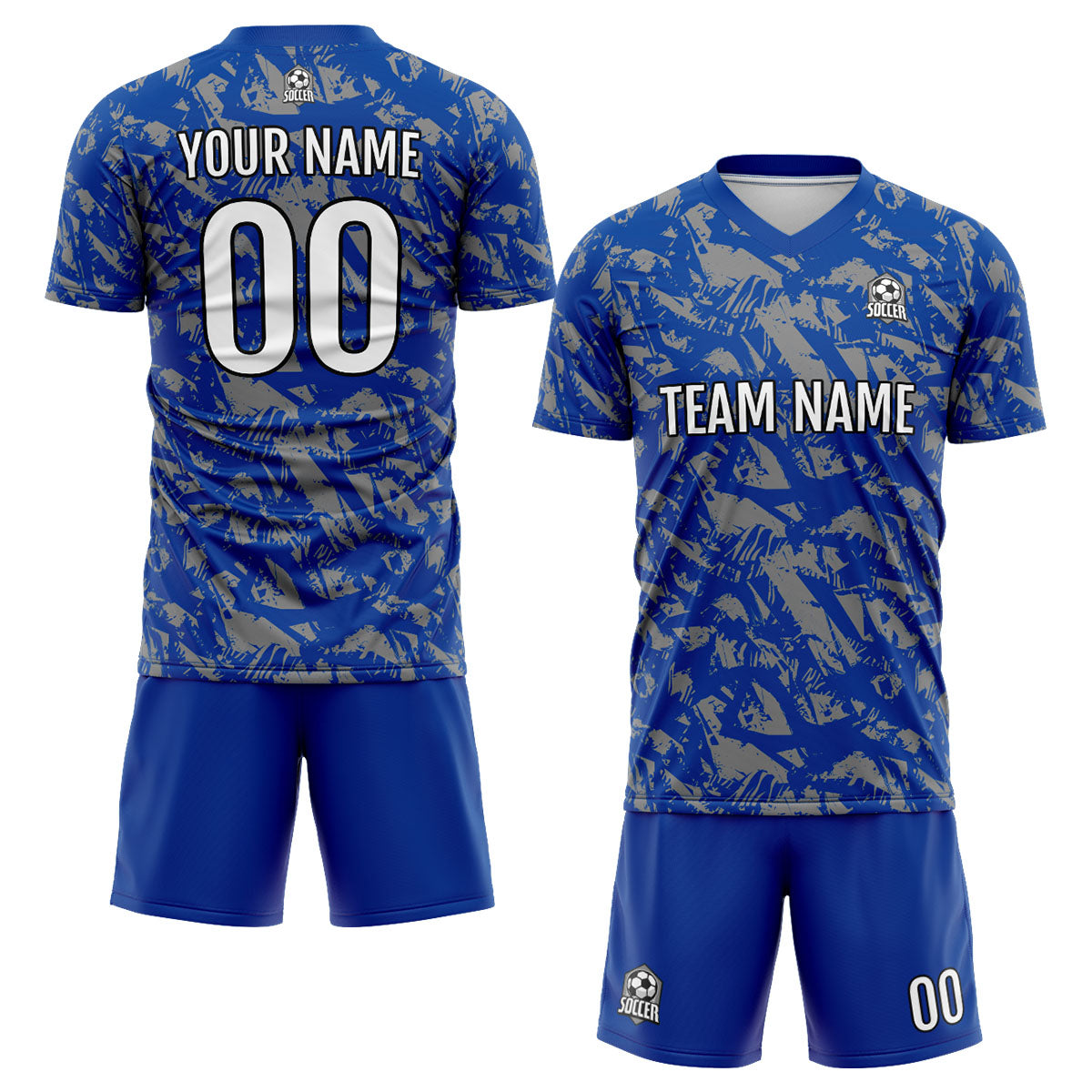 Custom Royal Grey Soccer Jerseys for Men Women Personalized Soccer Uniforms for Adult and Kid enthsush