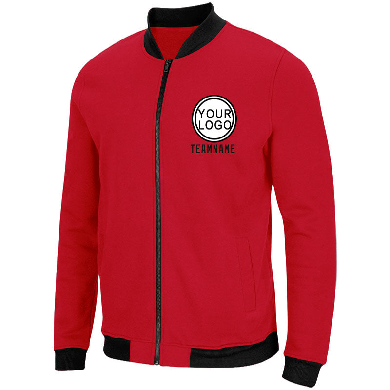 Custom Long Sleeve Windbreaker Jackets Uniform Printed Your Logo Name Number Red-White-Black enthsush