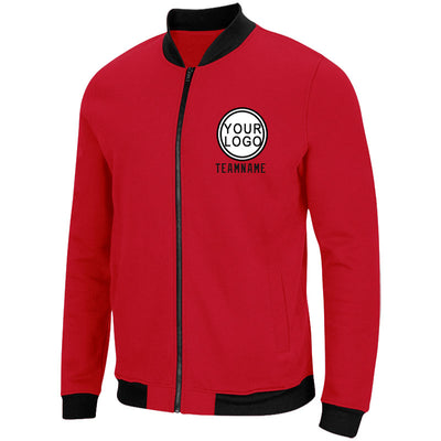 Custom Long Sleeve Windbreaker Jackets Uniform Printed Your Logo Name Number Red-White-Black enthsush