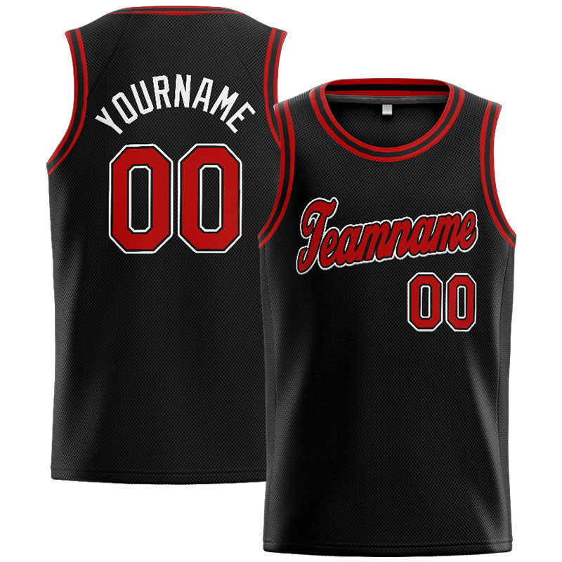 Custom Stitched Basketball Jersey for Men, Women And Kids Black-Red-White