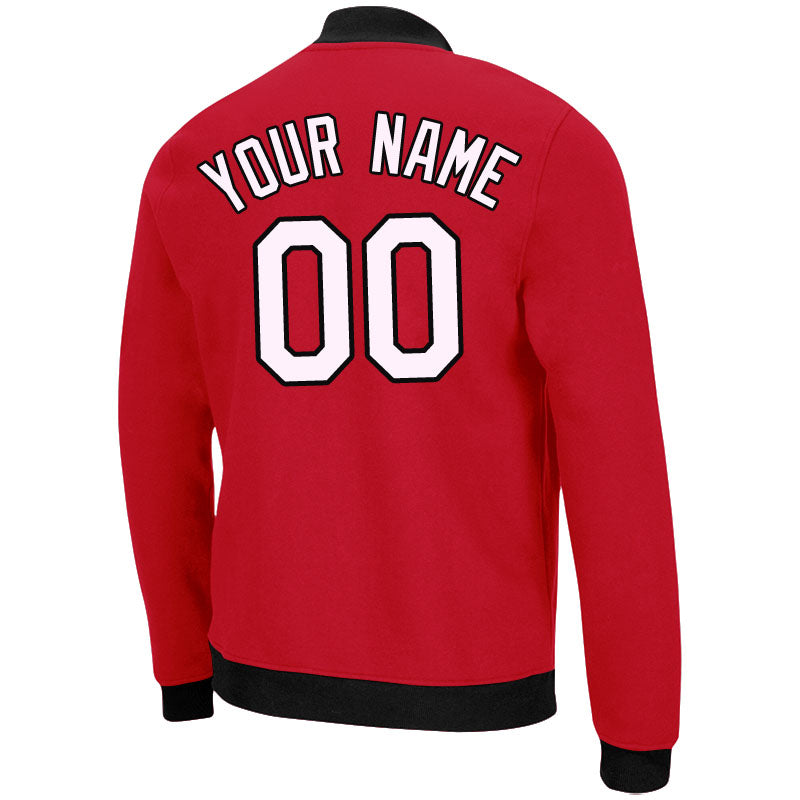 Custom Long Sleeve Windbreaker Jackets Uniform Printed Your Logo Name Number Red-White-Black enthsush