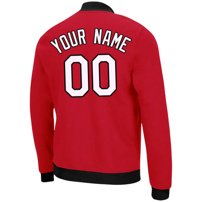 Custom Long Sleeve Windbreaker Jackets Uniform Printed Your Logo Name Number Red-White-Black enthsush
