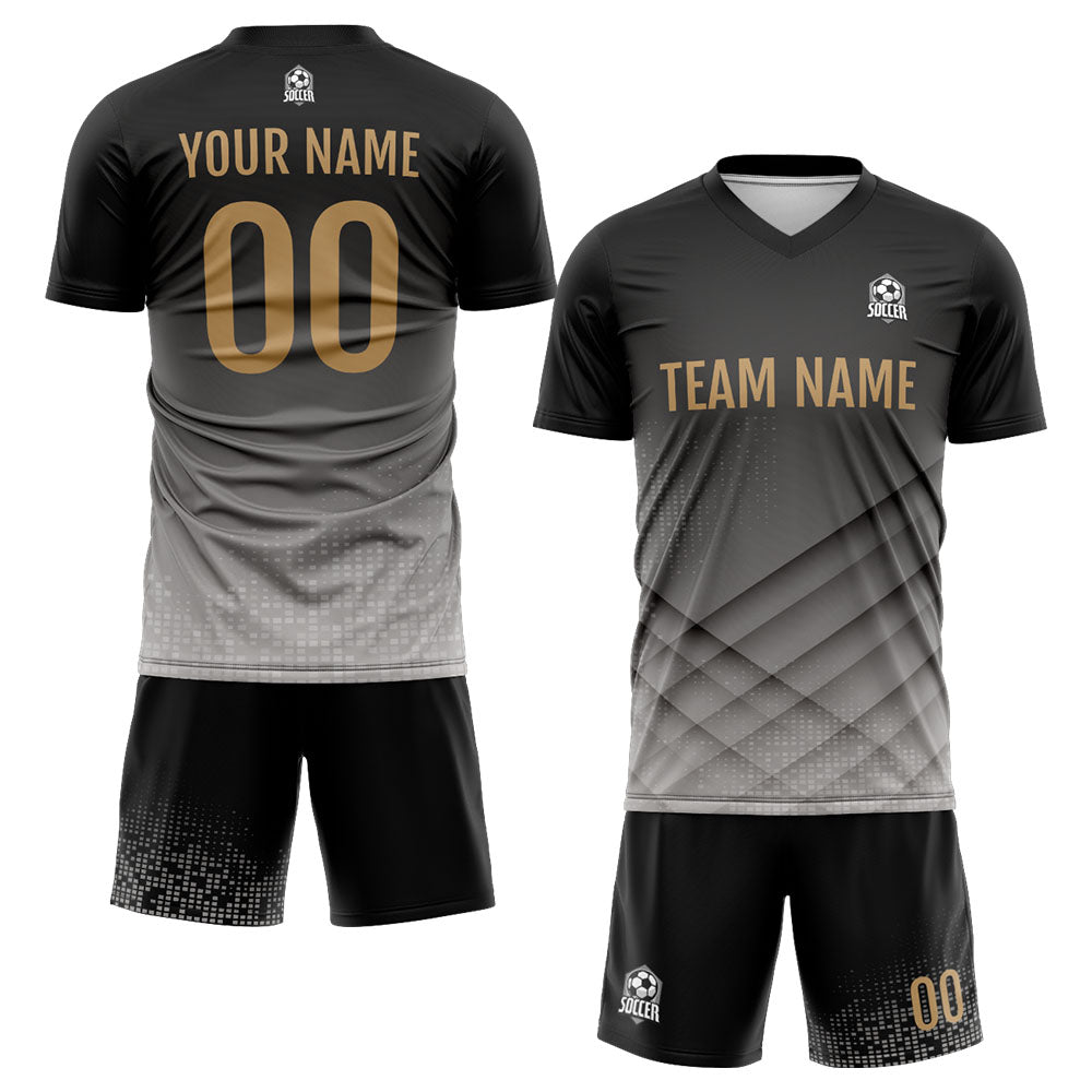 Custom Soccer Jerseys for Men Women Personalized Soccer Uniforms for Adult and Kid Black&Gray enthsush