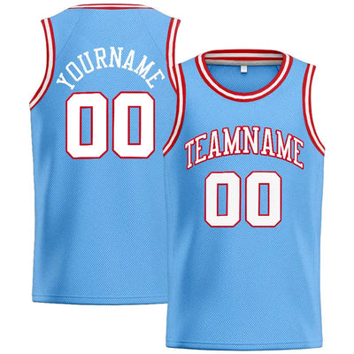 Custom Stitched Basketball Jersey for Men, Women And Kids Light Blue-White-Red enthsush