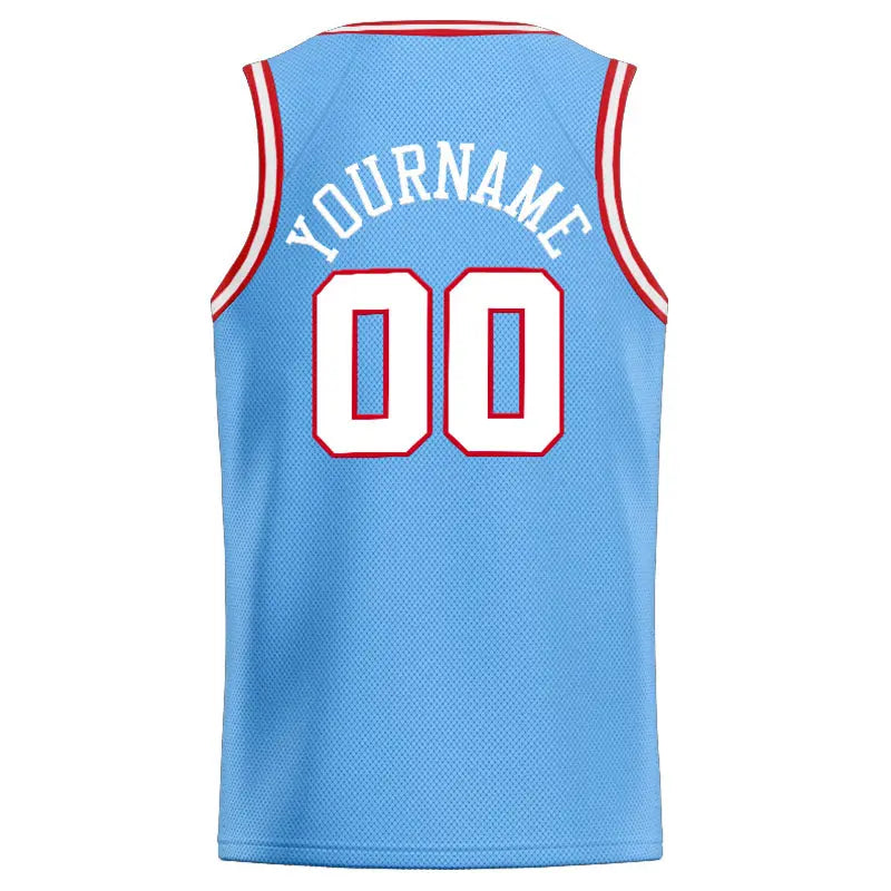 Custom Stitched Basketball Jersey for Men, Women And Kids Light Blue-White-Red enthsush