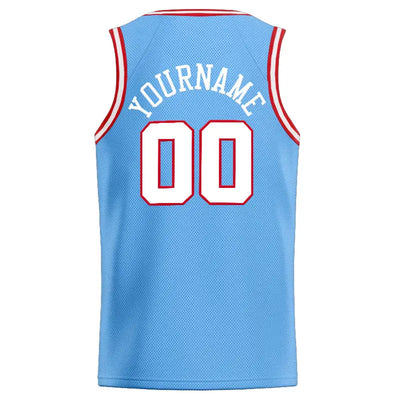 Custom Stitched Basketball Jersey for Men, Women And Kids Light Blue-White-Red enthsush