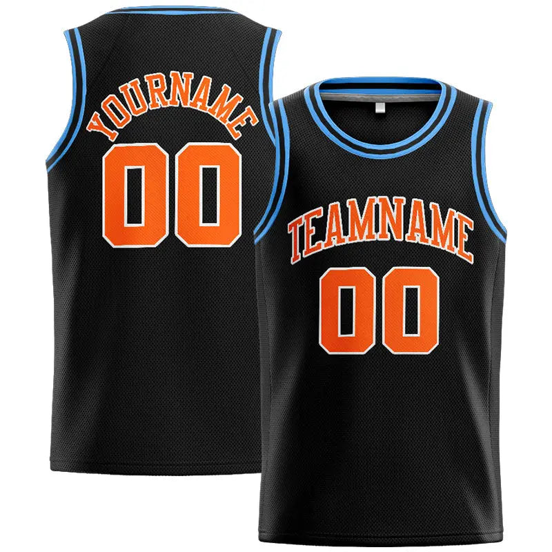 Custom Stitched Basketball Jersey for Men, Women And Kids Black-Orange-Light Blue enthsush