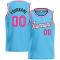 Custom Stitched Basketball Jersey for Men, Women And Kids Light Blue-Pink-White-Black enthsush