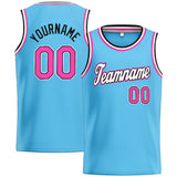 Custom Stitched Basketball Jersey for Men, Women And Kids Light Blue-Pink-White-Black