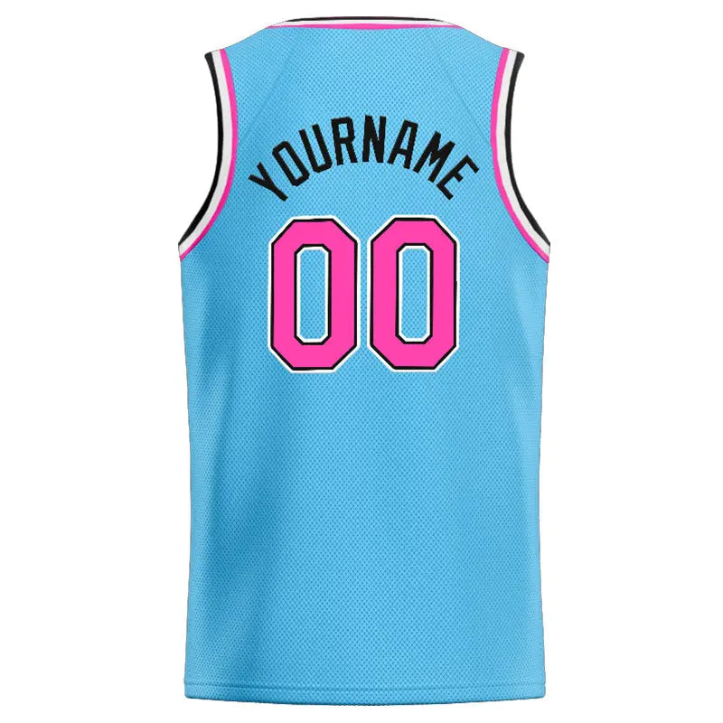 Custom Stitched Basketball Jersey for Men, Women And Kids Light Blue-Pink-White-Black enthsush